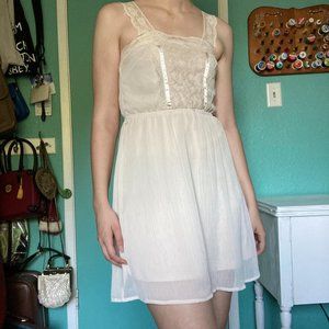 Xhilaration Cream Cottagecore Lace Summer Dress